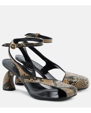 Dries Van Noten Snake-Effect Leather Sandals - Black