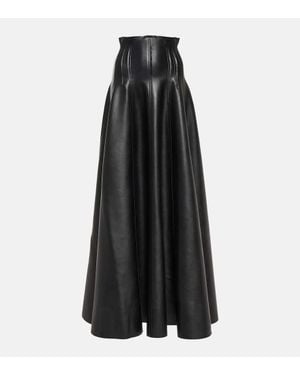 Norma Kamali Grace Flared Faux Leather Maxi Skirt - Black