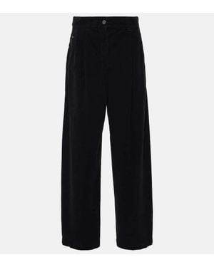 Brunello Cucinelli Cotton-Blend Velvet Straight Pants - Blue