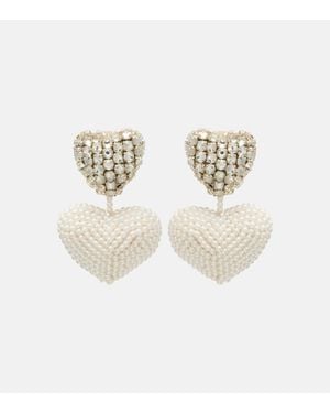 Oscar de la Renta Crystal-Embellished Clip-On Earrings - White