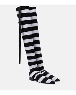 Dolce & Gabbana Portofino Striped Over-The-Knee Boots - Black