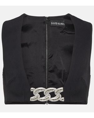 David Koma Top Raccourci A Ornements - Noir