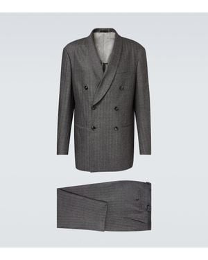Giorgio Armani Chevron Wool And Cashmere-Blend Suit - Grey