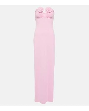 Magda Butrym Trägerloses Maxikleid Aus Stretch-jersey Mit Raffungen Und Applikationen - Pink