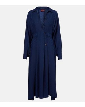 Gucci Horsebit Silk Midi Dress - Blue