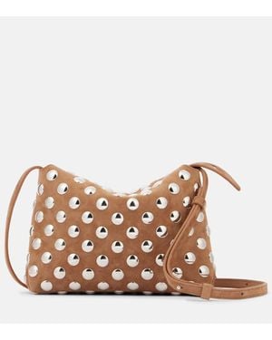 KHAITE Verzierte Schultertasche Lina Medium Aus Veloursleder - Braun