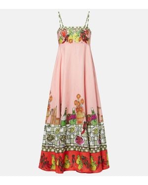 ALÉMAIS X Greg Sindel Contessa Printed Linen Maxi Dress - Red