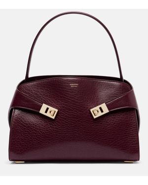 Ferragamo Hug Medium Leather Shoulder Bag - Purple