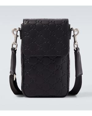Gucci Smartphone-Etui Gg Emblem Aus Leder - Schwarz
