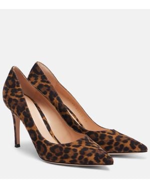 Gianvito Rossi Escarpins Gianvito 85 En Daim A Motif Leopard - Marron