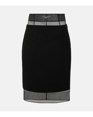Prada Crinoline And Virgin Wool Midi Skirt - Black