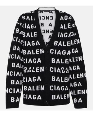 Balenciaga Dark Grey Cashmere Blend Cardigan in Black | Lyst
