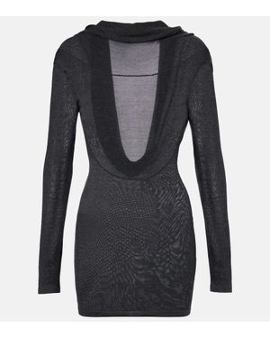 AYA MUSE Rayne Silk And Cashmere Minidress - Black