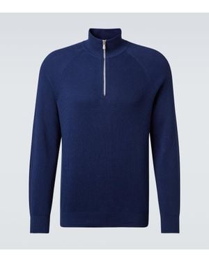 Brunello Cucinelli Jersey Acanalado Con Cremallera De Algodon - Azul