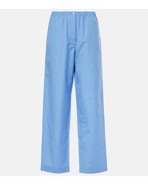 Miu Miu Cotton Wide-Leg Trousers - Blue