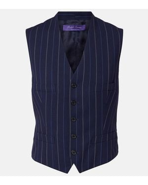 Ralph Lauren Striped Wool Vest - Blue