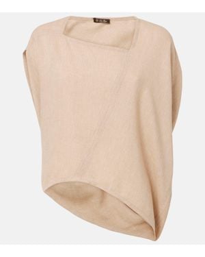 Loro Piana Gaia Asymmetric Linen Crepe Top - Natural