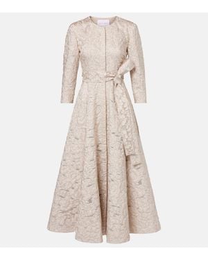 Carolina Herrera Lame Jacquard Midi Dress - Natural