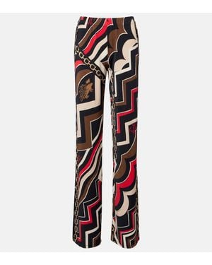PUCCI Printed Jersey Satin Straight Trousers - Multicolour