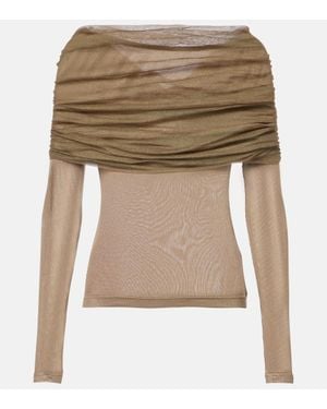 Christopher Esber Sonora Veiled Ruched Top - Natural