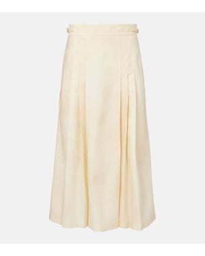 Gabriela Hearst Lerna Pleated Virgin Wool Midi Skirt - Natural