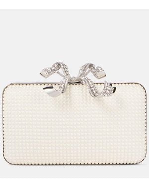 Self-Portrait Clutch Bow Mit Zierperlen Und Kristallen - Natur