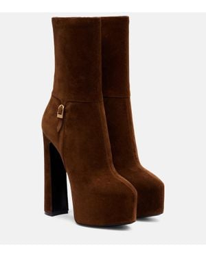 Saint Laurent Botines Con Plataforma Nico 155 De Ante - Marrón