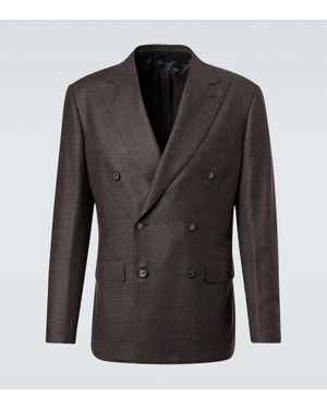 Brioni Prince Of Wales Check Wool Blazer - Black