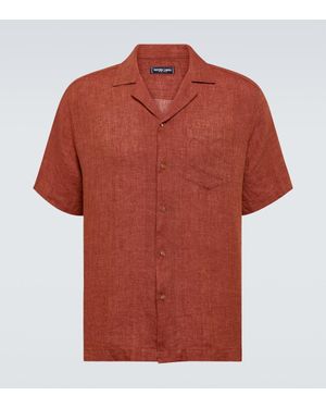 Frescobol Carioca Angelo Linen Bowling Shirt - Orange
