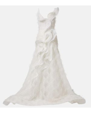 Maticevski Robe Longue Enamour En Soie Melangee - Blanc