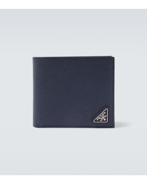 Prada Logo Leather Wallet - Blue
