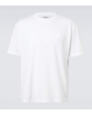 Prada T-Shirt Aus Baumwoll-Jersey - Weiß
