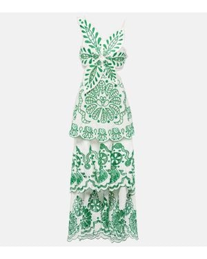 FARM Rio Off- Flower Richelieu Euroflax Premium Linen Midi Dress, Off - Green