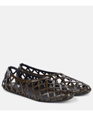 Alaïa Cage Leather Ballet Flats - Black