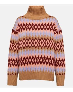 Jardin Des Orangers Intarsia Wool And Cashmere Turtleneck Sweater - Red