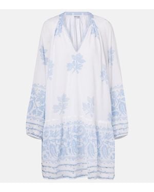Juliet Dunn Floral Cotton Minidress - Blue