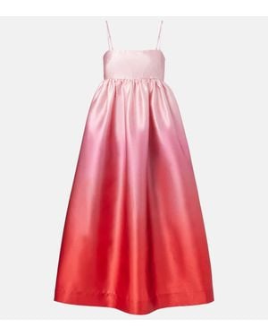 ALÉMAIS Inez Ombré Satin Maxi Dress - Red