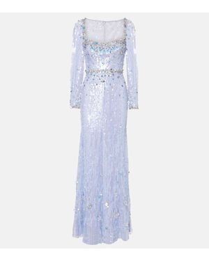 Jenny Packham Kestra Sequined Gown - Blue