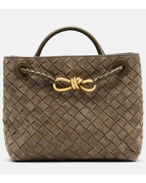 Bottega Veneta Tote Andiamo Small Aus Veloursleder - Mettallic