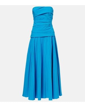 Jonathan Simkhai Arie Strapless Cotton-Blend Midi Dress - Blue