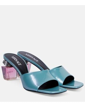 Versace Pantoletten Bright Crystal 70 Aus Lackleder - Blau