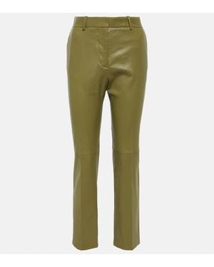 JOSEPH Coleman Leather Straight Pants - Green