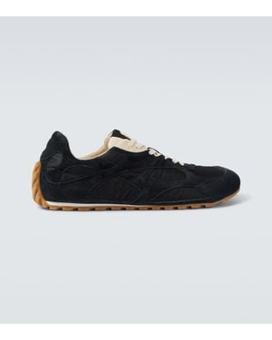 Bottega Veneta Orbit Flash Suede-Trimmed Trainers - Black