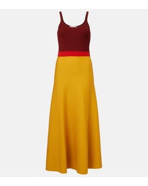 Gabriela Hearst Flaminius Colorblocked Wool Maxi Dress - Orange