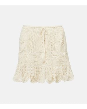 Anna Kosturova Cotton Crochet Miniskirt - Natural