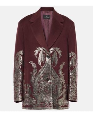 Etro Verzierter Mantel Aus Wolle Und Kaschmir - Braun