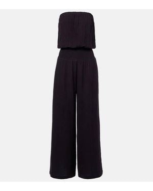 Melissa Odabash Naomi Strapless Cotton Jumpsuit - Blue