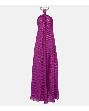 Johanna Ortiz Silk-Blend Maxi Dress - Purple