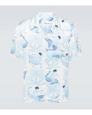 Commas Camicia Bowling Con Stampa - Blu