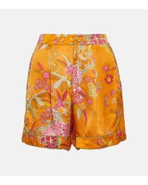 Poupette Isabelle Floral High-Rise Shorts - Orange